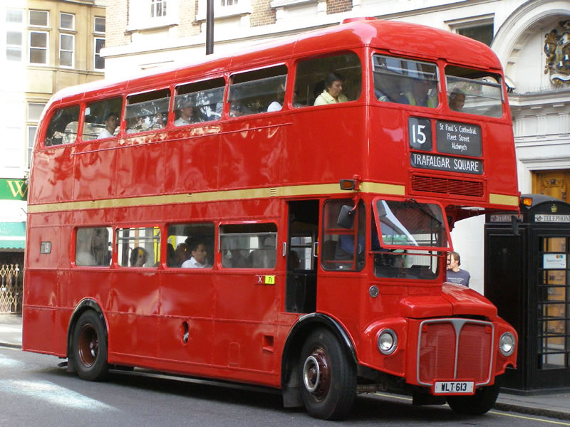 Modern British buses have retained the character of their older predecessors. This is an old 'route master'